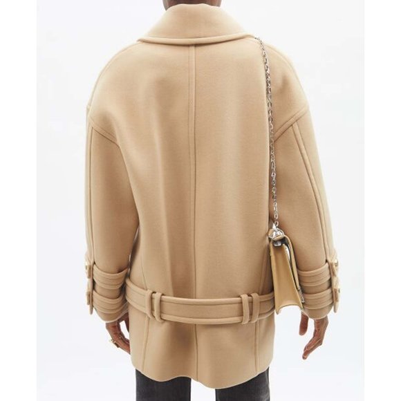 NWT size 10 Balmain Double breasted Wool Cashmere blend Felt Pea Coat in… - Picture 3 of 16